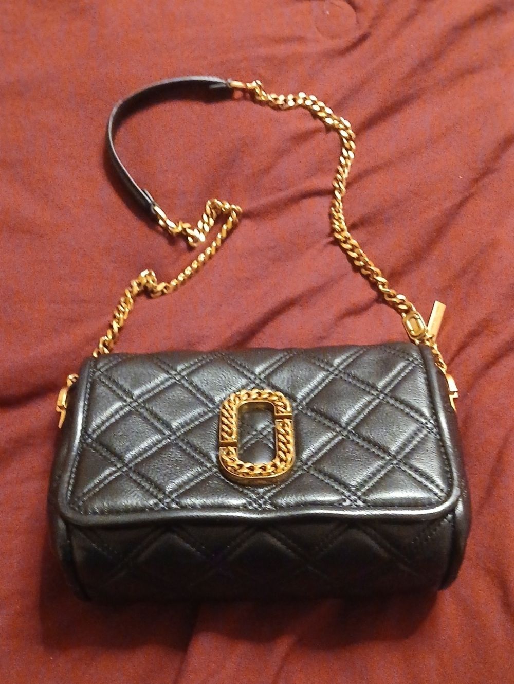 Black Marc Jacobs Shoulder Bag with Gold Chain Accent